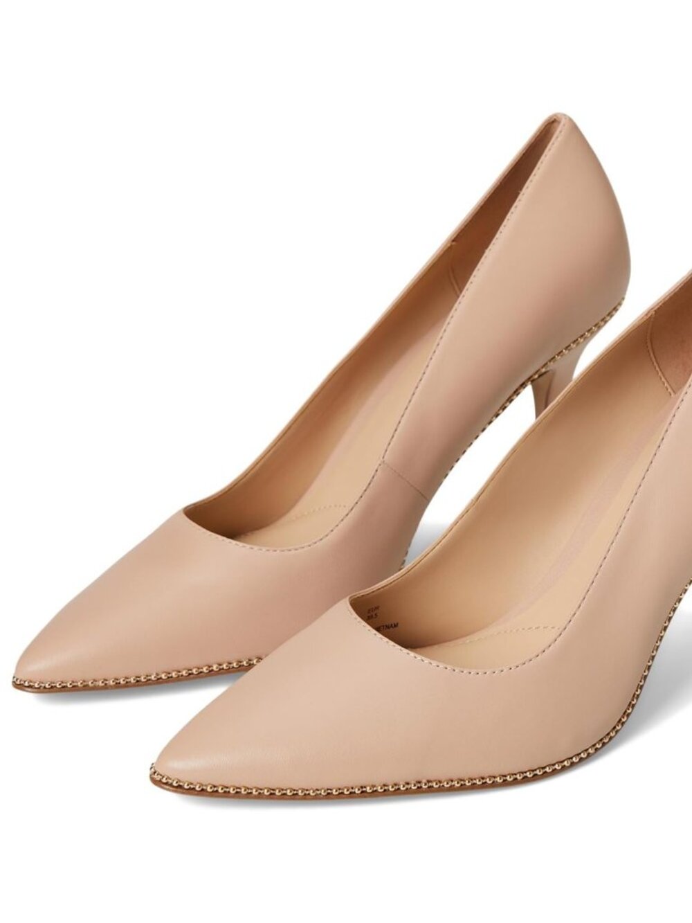 Samantha Signature Pointed-Toe Leather Pumps in Pale Blush